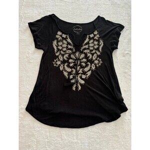 INC International Concepts  Drawstring Floral Embroidered Blouse size small